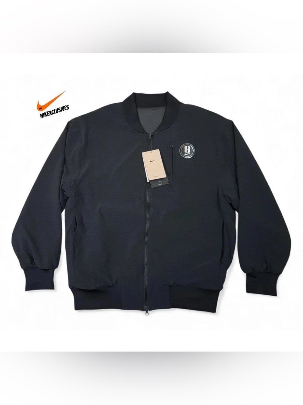 Nike Black Bomber Jacket with Zip Pocket and Logo